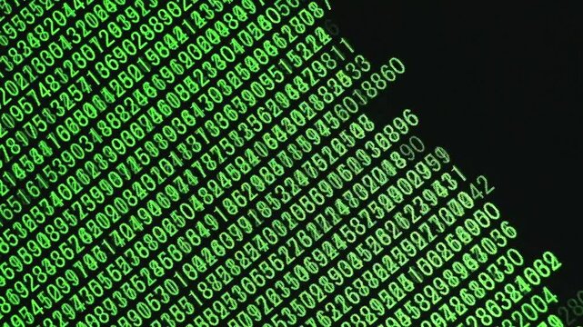 Running hacker like computer codes and information on digital screen
