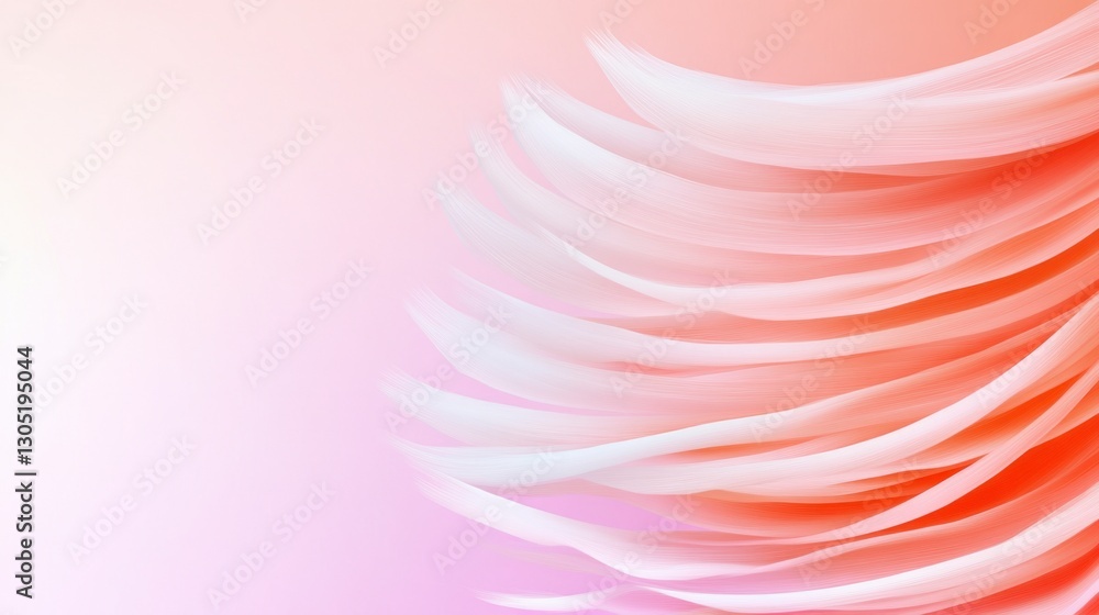 Poster abstract image of delicate, light peach and pink feathers, softly lit, creating a gentle and serene 