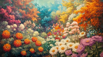A gorgeous flower garden in full summer bloom