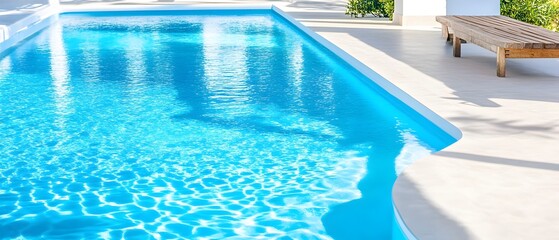 Obraz premium A pool with a white fence and a bench