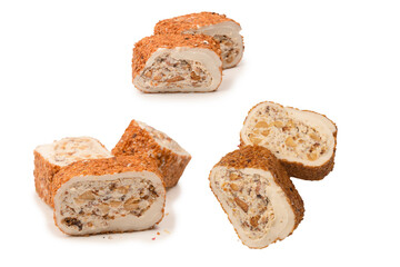 Sweet roll with nuts, turkish sweets.