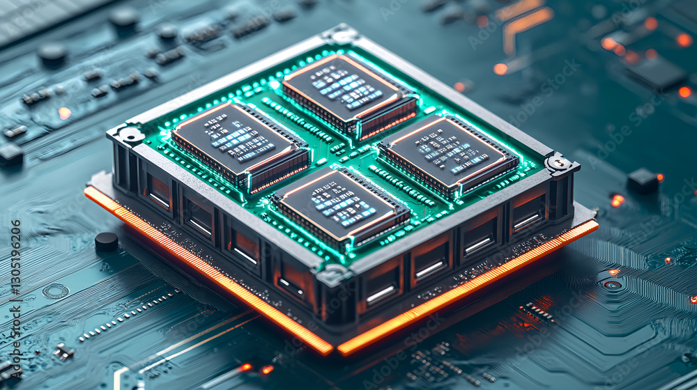 Poster high-performance computing action technology lab digital circuit board modern environment close-up v