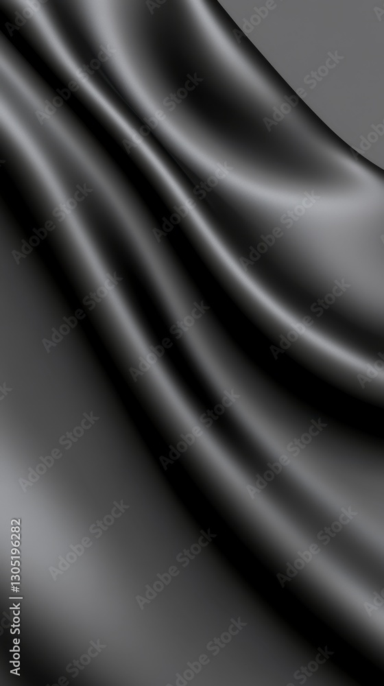 Poster abstract image of dark gray fabric with soft waves and folds, creating a luxurious and elegant textu