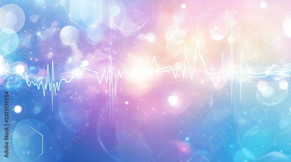 Poster abstract graphic, soft color palette, heart rate pattern, background image, design element