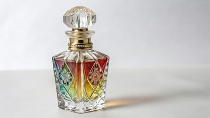 Ornate Glass Perfume Bottle on White Background