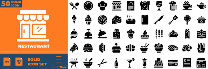 Restaurant Solid Editable Icons set