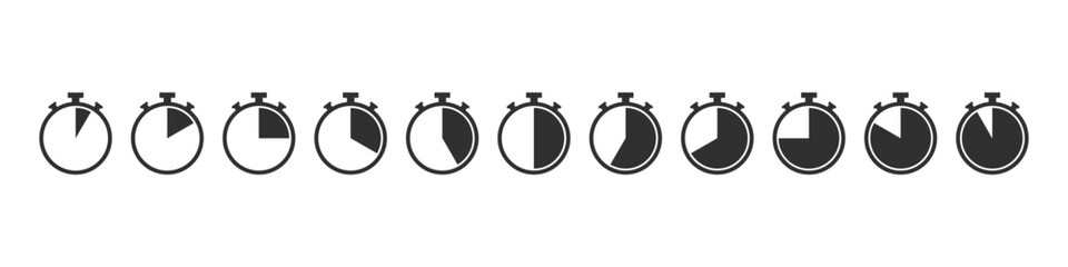 Timer icon collection. Stopwatch icons set. Countdown timer. Vector