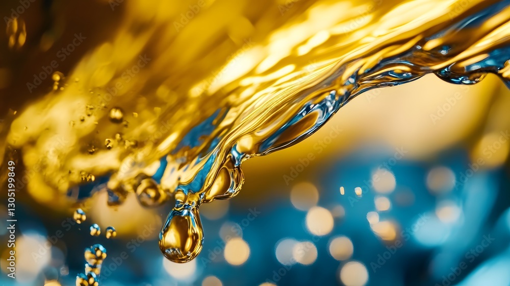 Poster captivating close up of a single water droplet with intricate patterns and iridescent refractions cr
