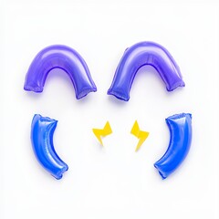 Naklejka premium Playful Balloon Arrangement Purple, Blue, and Yellow Balloons on White