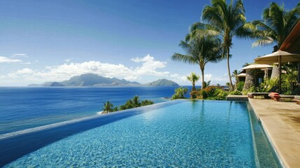 Fototapeta premium A luxurious infinity pool overlooking the ocean
