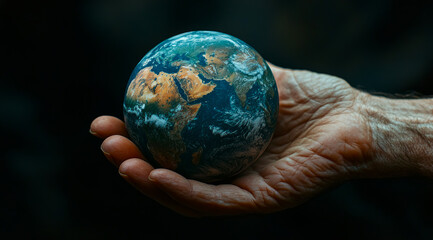 Holding the world in a palm, a powerful reminder of our responsibility towards global environmental preservation and care