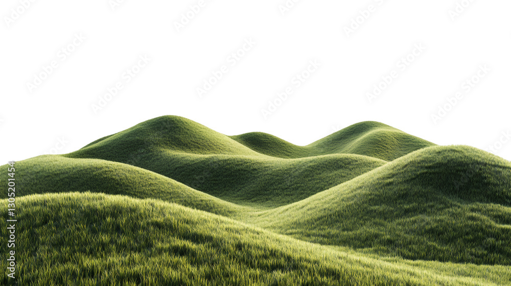 Aufkleber Verdant grass blanketing undulating terrain, seamlessly looping with transparent background, ideal for architectural rendering and design projects