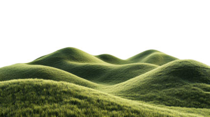 Verdant grass blanketing undulating terrain, seamlessly looping with transparent background, ideal for architectural rendering and design projects
