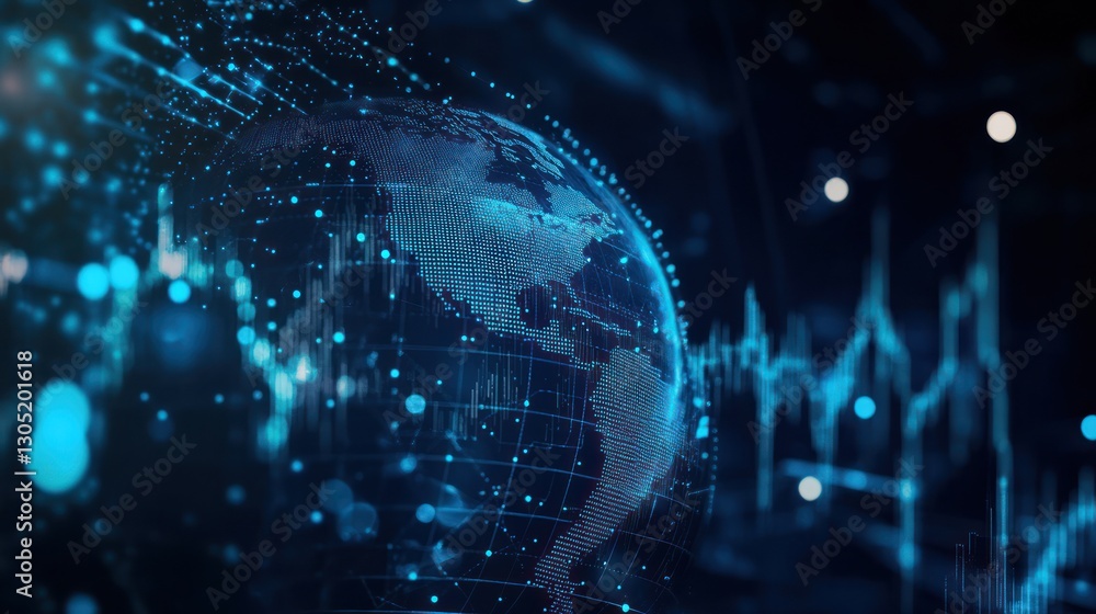 Poster global data visualization - world map with charts