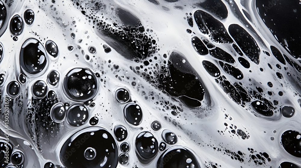 Poster captivating abstract monochrome fluid splash and bubble background with dynamic swirls flowing dropl