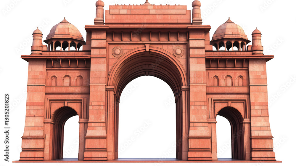 Poster majestic gateway of india isolated on transparent background, showcasing intricate architecture and 