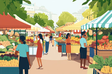 A farmer's market with many fresh fruits and vegetables