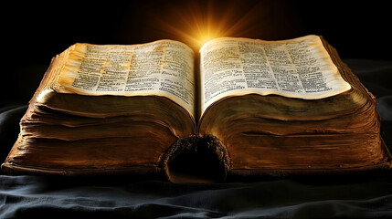 Obraz premium Ancient open Bible illuminated