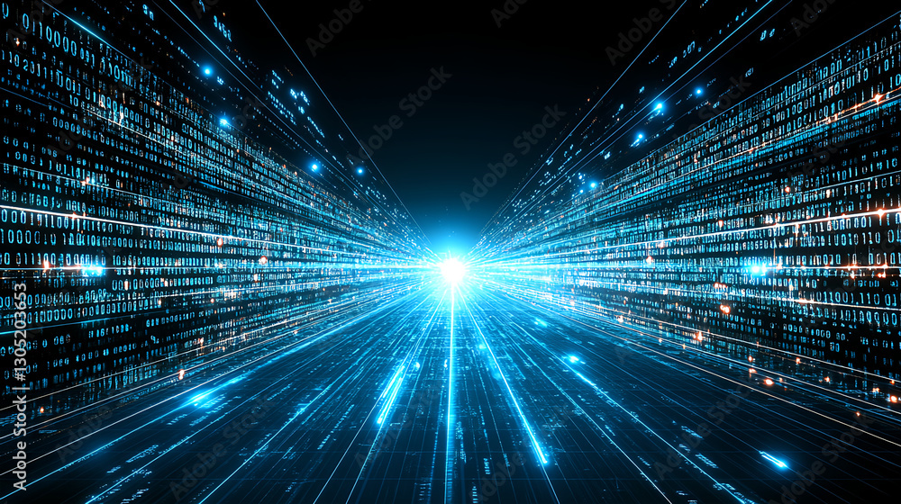Poster data transmission event abstract space digital visualization futuristic environment dynamic viewpoin