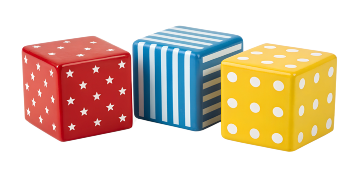 Three Distinct Toy Blocks on White, Creative and Interactive Building Blocks for Children, PNG Transparent