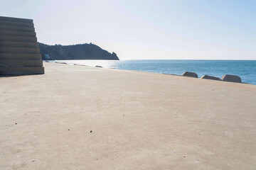 empty concrete ground near seashore for copy space.