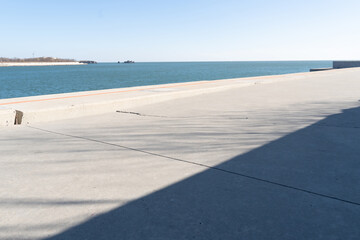 empty concrete ground near seashore for copy space.