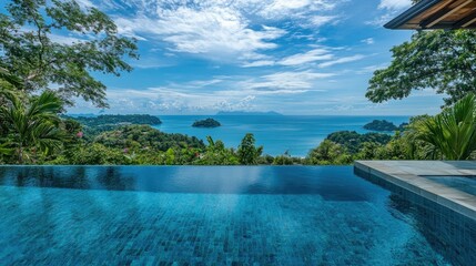 Fototapeta premium A relaxing infinity pool with a panoramic sea view