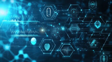 Medical Data Visualization, Digital Health Interface, Abstract Background