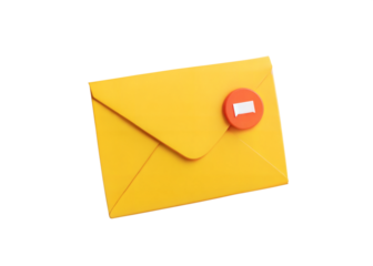 Bright yellow envelope with notification icon, perfect for email marketing.