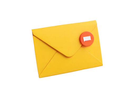 Bright yellow envelope with notification icon, perfect for email marketing.