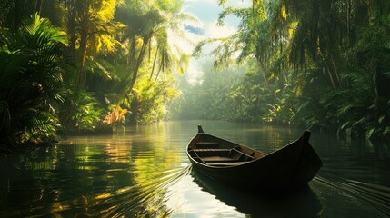 A scenic boat ride through a tropical river