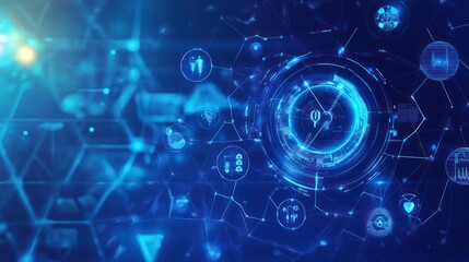 Obraz premium Abstract futuristic graphic user interface with icons, data visualization, and technology