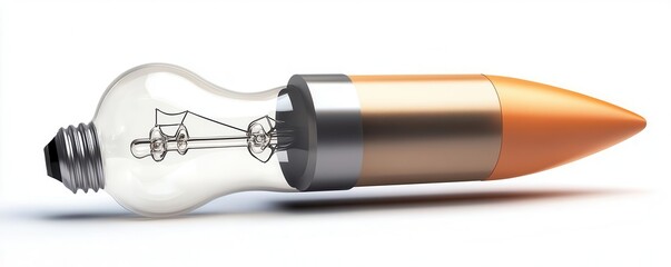 a lightbulb transforming into a rocket, startup revolution concept, vector illustration