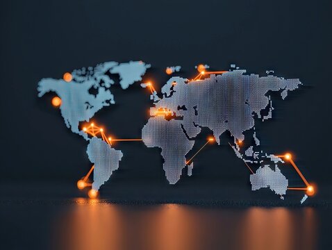 Exploring digital connectivity aerial visualization of global network mapping in the modern business landscape - Powered by Adobe