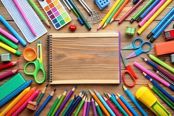 Colorful School Supplies Flatlay