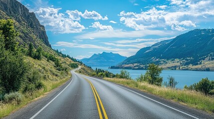 Fototapeta premium A scenic road trip through lush green landscapes
