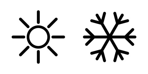 Sun and snowflake icons simple design