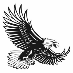 Obraz premium Eagle flying vector illustration with wings spread in silhouette design