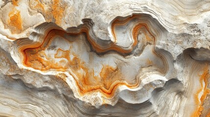 Fototapeta premium Abstract Stone Texture Grey, White and Orange Swirls