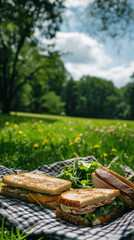 Delicious sandwiches on a sunny picnic.