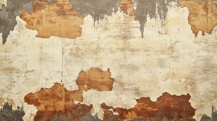 Fototapeta premium Beige Brown White Grey Peeling Paint Weathered Wall Texture