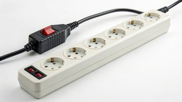 Power Strip with Inline Switch on White Background