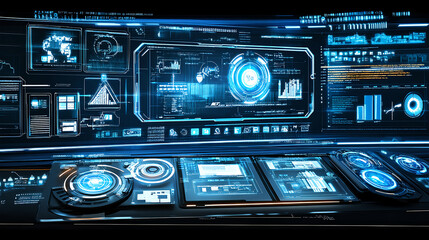 Obraz premium Analyzing data trends and insights digital workspace infographic technology aerial view visualization techniques