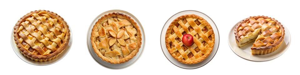 Golden apple pie delight displayed on a isolated transparent background.