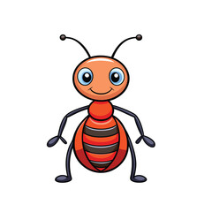 cute ant line art on white background.