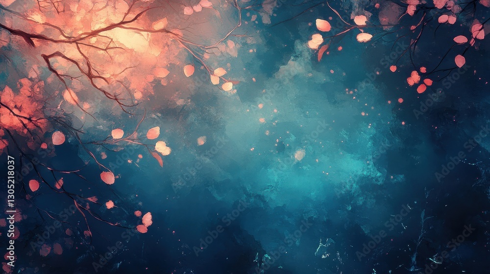 Canvas Prints luminous branches stretch across a dark sky in an atmospheric nature backdrop