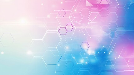 Abstract technological background with hexagons and glowing lines.  Possible use Digital technology concept