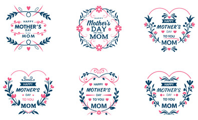 Happy Mother's Day Floral Typography T-Shirt Design Bundle