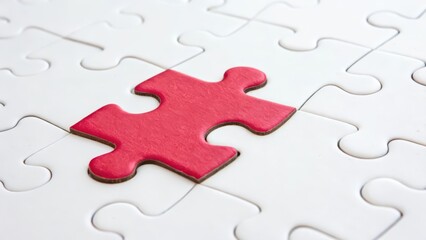 Obraz premium Red Jigsaw Puzzle Piece on White Background