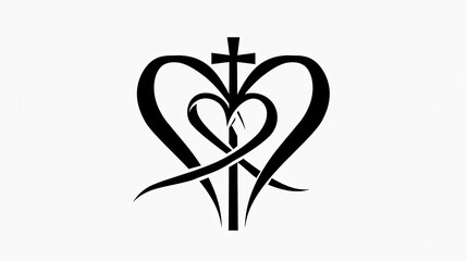 A heart-shaped symbol with an infinity symbol and cross inside